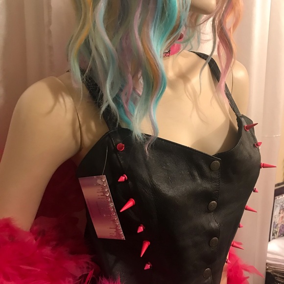 Adorable vintage genuine leather studded kuromi corset and chocker 💖 - Picture 5 of 11